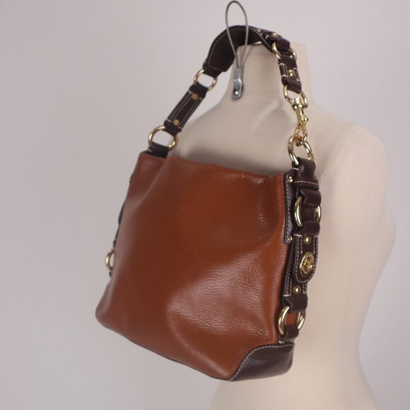 ❄ J. McLaughlin NWOT Brown Pebble Grain Leather Purse Handbag Hobo Satchel - Picture 3 of 10